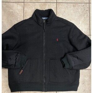 Polo Ralph Lauren Men’s XXL Jacket Sherpa Lined Fleece Full Zip VTG 2XL Black